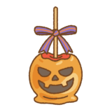 ハロウィンのキャラメルアップルのフリーイラスト Clip art of halloween caramel apple