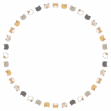 ネコの丸フレーム素材のフリーイラスト Clip art of cat circle frame