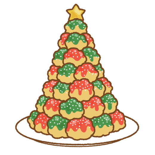 クロカンブッシュのクリスマスケーキのイラスト