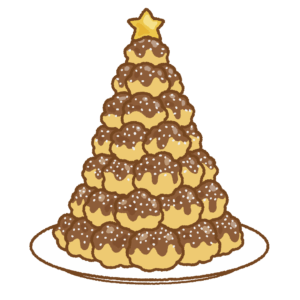 クロカンブッシュのフリーイラスト Clip art of croquenbouche