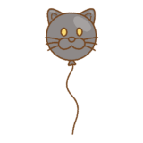 黒猫の風船のフリーイラスト Clip art of black-cat balloon