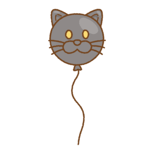 黒猫の風船のフリーイラスト Clip art of black-cat balloon