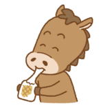 おもちを食べる馬のイラスト Clip art of uma eat mochi