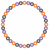 ハロウィンカラーの七宝文様の丸フレーム素材のフリーイラスト Clip art of halloween shippou circle frame