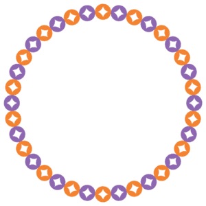 ハロウィンカラーの七宝文様の丸フレーム素材のフリーイラスト Clip art of halloween shippou circle frame