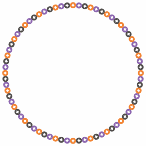 ハロウィンカラーの七宝文様の丸フレーム素材のフリーイラスト Clip art of halloween shippou circle frame