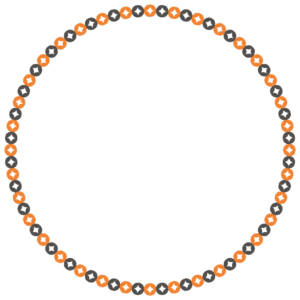 ハロウィンカラーの七宝文様の丸フレーム素材のフリーイラスト Clip art of halloween shippou circle frame