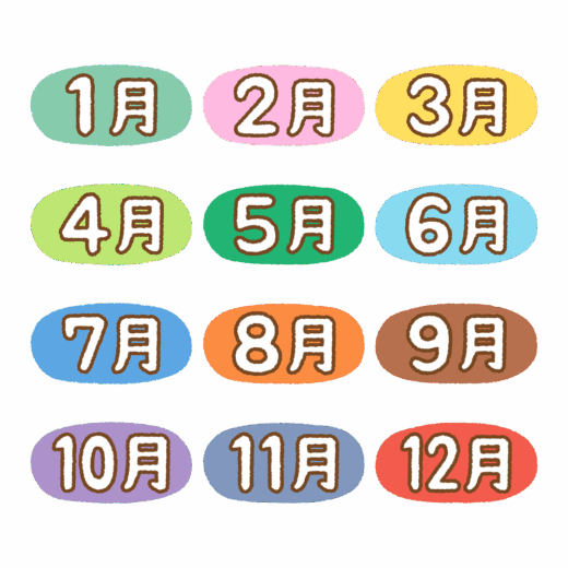 12ヶ月のイラスト文字