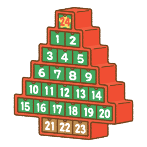 アドベントカレンダーのフリーイラスト Clip art of advent-calendar