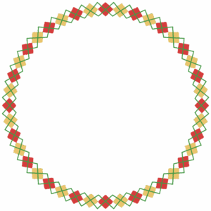 クリスマスカラーのアーガイル柄の丸フレーム素材のフリーイラスト Clip art of xmas argyle circle frame