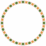 クリスマスカラーのアーガイル柄の丸フレーム素材のフリーイラスト Clip art of xmas argyle circle frame
