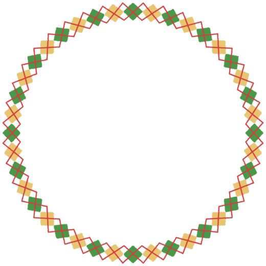 クリスマスカラーのアーガイル柄の丸フレーム素材