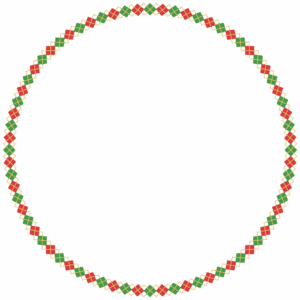 クリスマスカラーのアーガイル柄の丸フレーム素材のフリーイラスト Clip art of xmas argyle circle frame