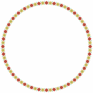 クリスマスカラーのアーガイル柄の丸フレーム素材のフリーイラスト Clip art of xmas argyle circle frame