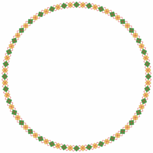 クリスマスカラーのアーガイル柄の丸フレーム素材のフリーイラスト Clip art of xmas argyle circle frame