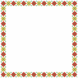 クリスマスカラーのアーガイル柄の正方形フレーム素材のフリーイラスト Clip art of xmas argyle square frame
