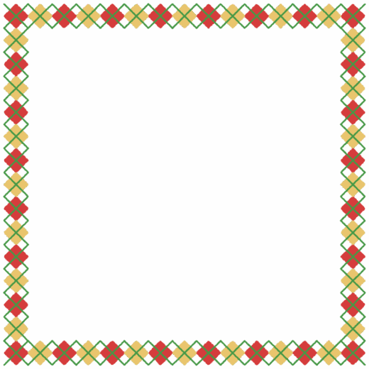 クリスマスカラーのアーガイル柄の正方形フレーム素材