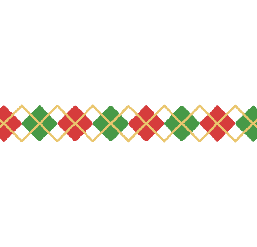 クリスマスカラーのアーガイル柄のライン素材