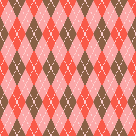 バレンタインカラーのアーガイル柄のパターン素材