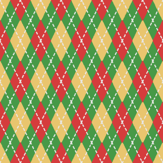 クリスマスカラーのアーガイル柄のパターン素材