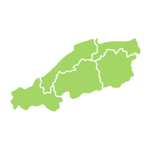 県境のある中国地方の地図のフリーイラスト Clip art of chugoku map (prefectural border)
