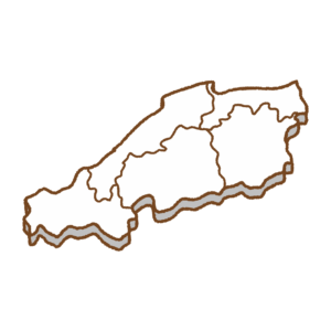 県境のある中国地方の地図のフリーイラスト Clip art of chugoku map (prefectural border)