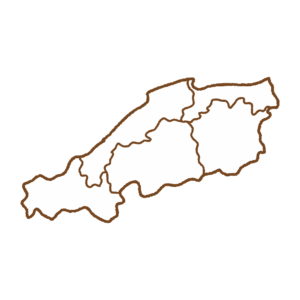 県境のある中国地方の地図のフリーイラスト Clip art of chugoku map (prefectural border)