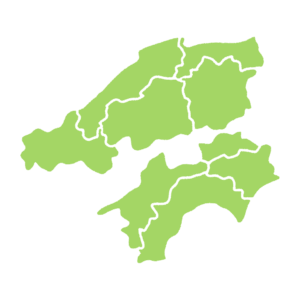 中国・四国地方の地図のフリーイラスト Clip art of chugoku-shikou map