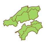 県境のある中国・四国地方の地図のイラスト