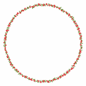 クランベリーの丸フレーム素材のフリーイラスト Clip art of cranberry circle frame