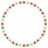 クリスマスカラーのハートの丸フレーム素材のフリーイラスト Clip art of christmas heart circle frame