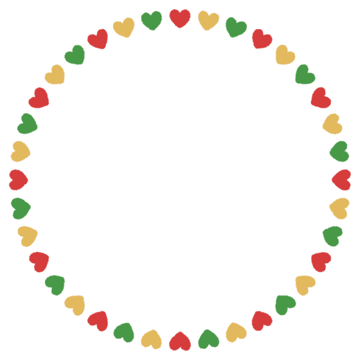 クリスマスカラーのハートの丸フレーム素材