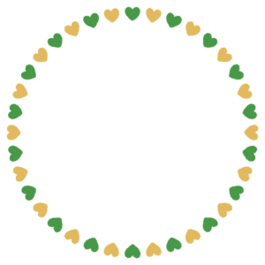 クリスマスカラーのハートの丸フレーム素材のフリーイラスト Clip art of christmas heart circle frame