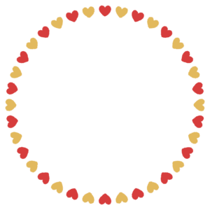 クリスマスカラーのハートの丸フレーム素材のフリーイラスト Clip art of christmas heart circle frame