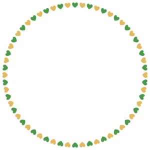 クリスマスカラーのハートの丸フレーム素材のフリーイラスト Clip art of christmas heart circle frame