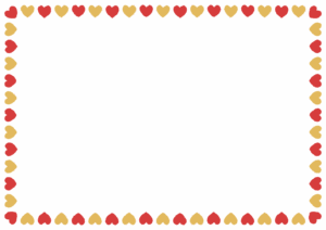 クリスマスカラーのハートのフレーム素材のフリーイラスト Clip art of christmas heart paper frame