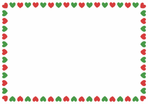 クリスマスカラーのハートのフレーム素材のフリーイラスト Clip art of christmas heart paper frame