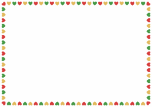 クリスマスカラーのハートのフレーム素材のフリーイラスト Clip art of christmas heart paper frame