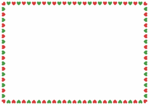 クリスマスカラーのハートのフレーム素材のフリーイラスト Clip art of christmas heart paper frame