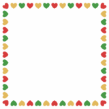 クリスマスカラーのハートの正方形フレーム素材のフリーイラスト Clip art of christmas heart square frame