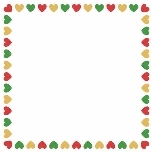 クリスマスカラーのハートの正方形フレーム素材