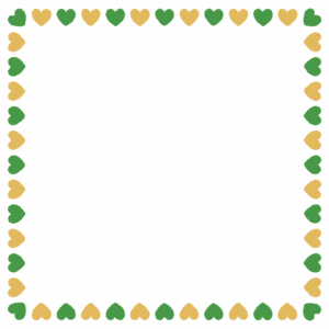 クリスマスカラーのハートの正方形フレーム素材のフリーイラスト Clip art of christmas heart square frame
