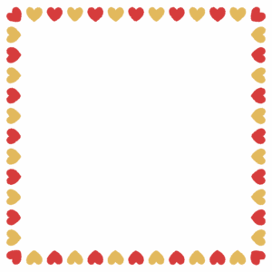クリスマスカラーのハートの正方形フレーム素材のフリーイラスト Clip art of christmas heart square frame