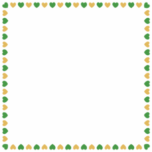 クリスマスカラーのハートの正方形フレーム素材のフリーイラスト Clip art of christmas heart square frame