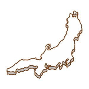 本州の地図のフリーイラスト Clip art of honshu-island map