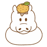 ウマの鏡餅のフリーイラスト Clip art of kagamimochi-uma