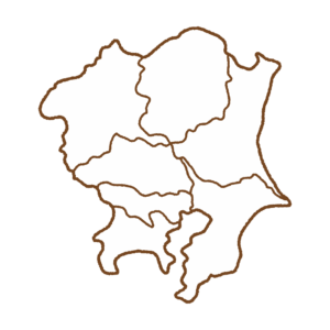県境のある関東地方の地図のフリーイラスト Clip art of kantou map (prefectural border)