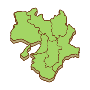 県境のある近畿地方の地図のフリーイラスト Clip art of kinki map (prefectural border)
