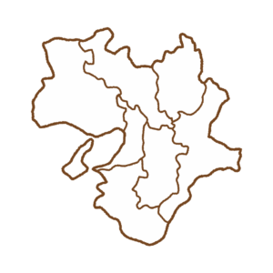 県境のある近畿地方の地図のフリーイラスト Clip art of kinki map (prefectural border)