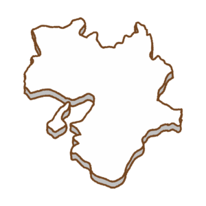 近畿地方の地図のフリーイラスト Clip art of kinki map